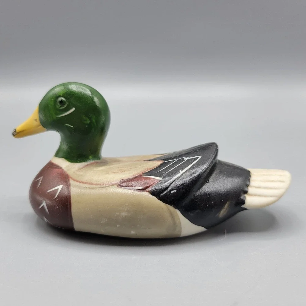 Vtg Hand Painted Ceramic Mallard Duck Figurine Decor Collectible 2